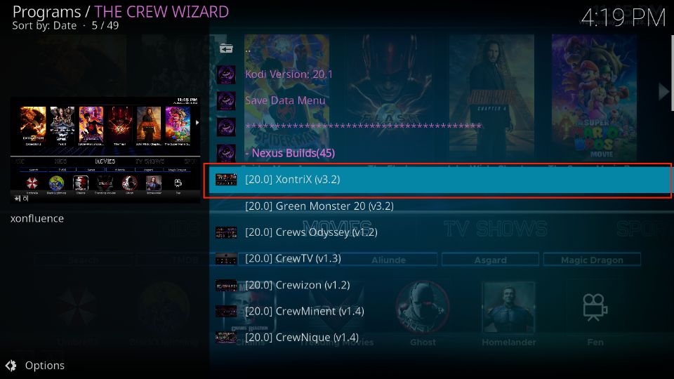select xontrix kodi build