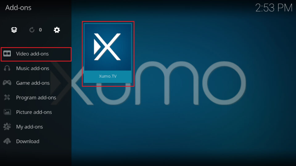 video addons xumo tv