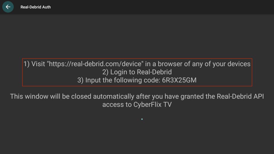 real debrid-authorization-screen