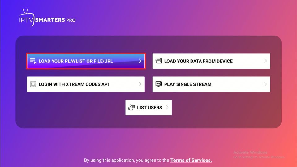 Click on Load Your Playlist or File/URL