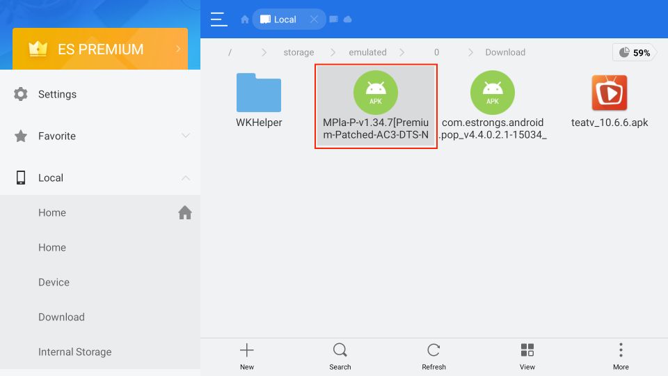Select the MX Player APK
