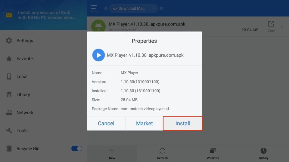 click on install button