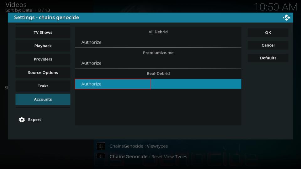 select authorize real debrid