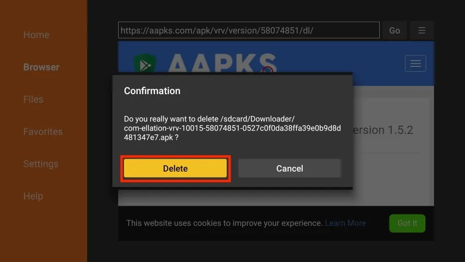 confirm delete