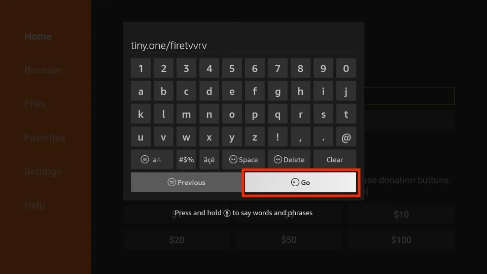 select the go button