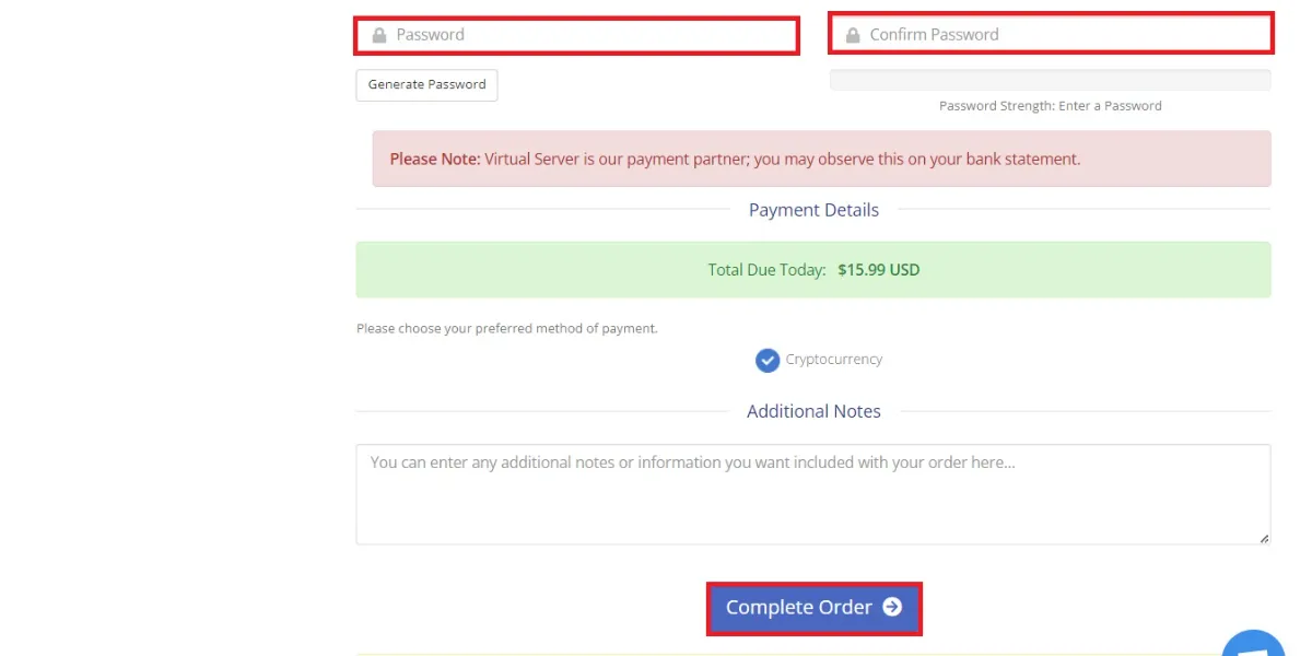 click on complete order button