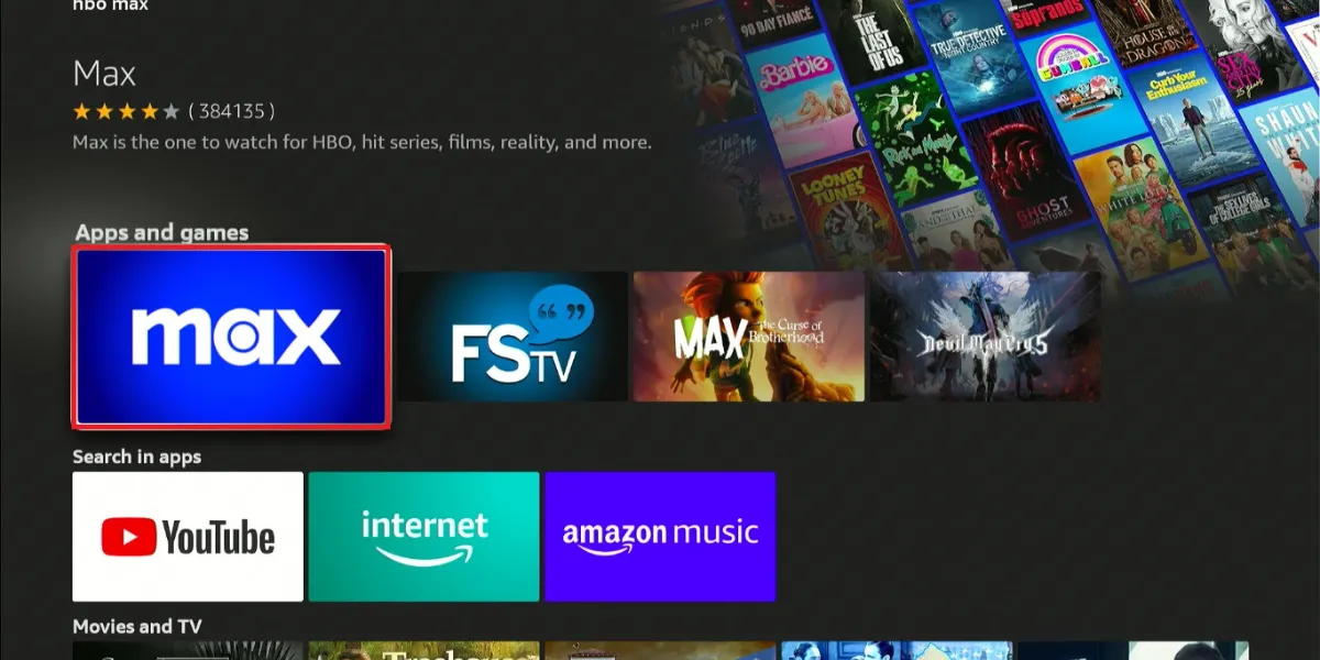 select hbo max tile