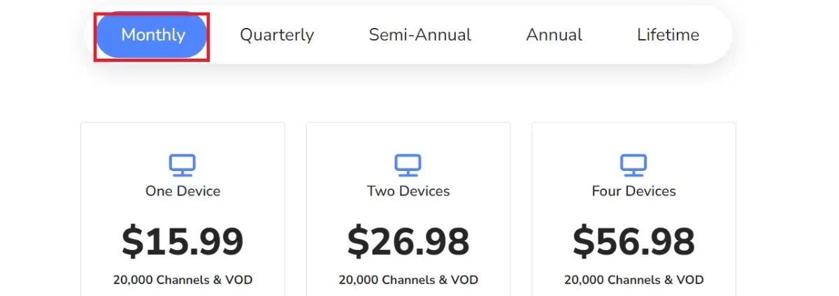 select monthly tab