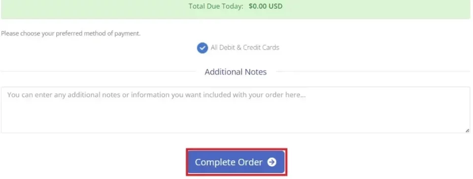 select complete order