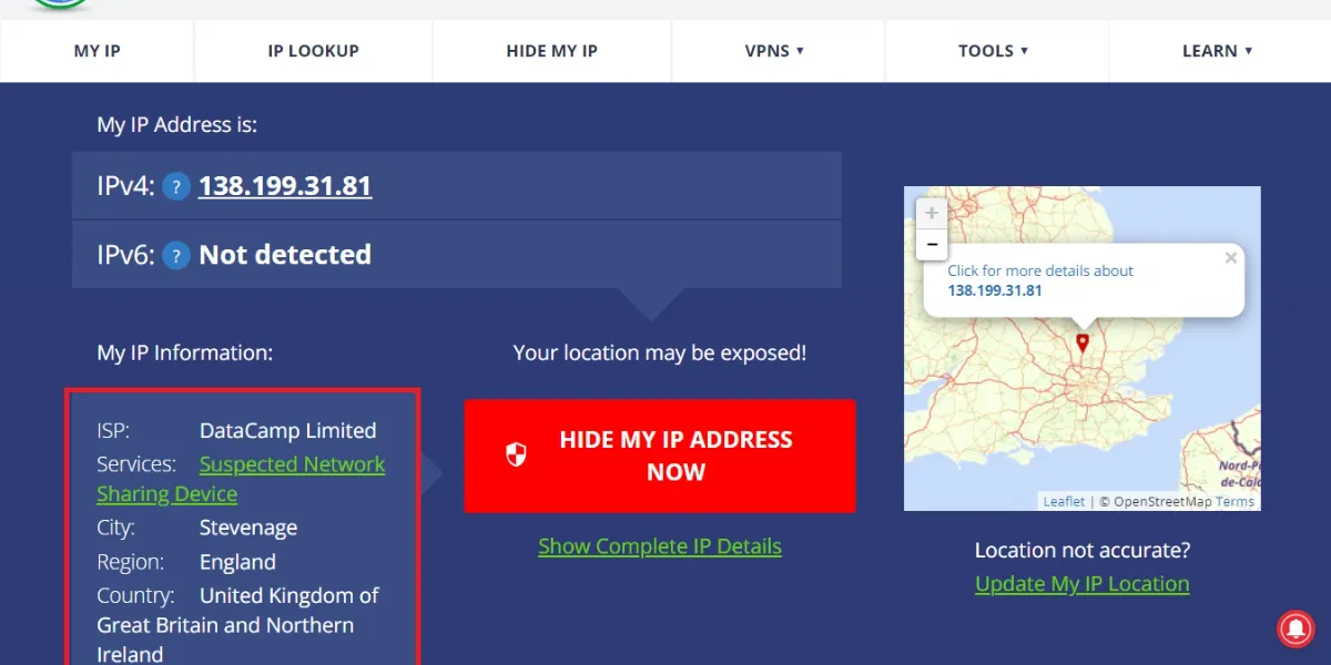 cyberghost vpn server ip address
