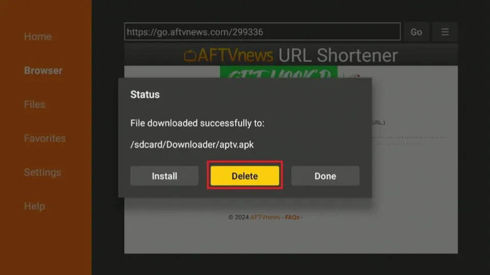 delete apollo group tv apk files