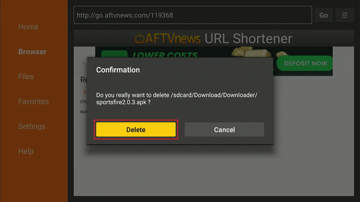 confirm delete
