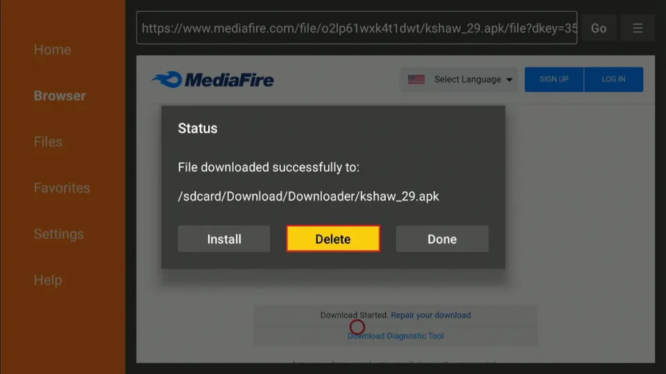 select delete apk