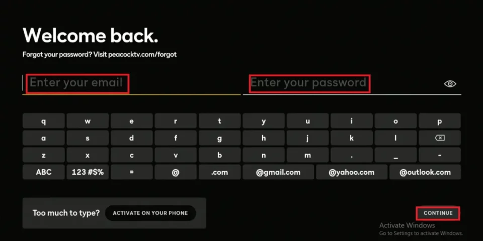 enter email enter password