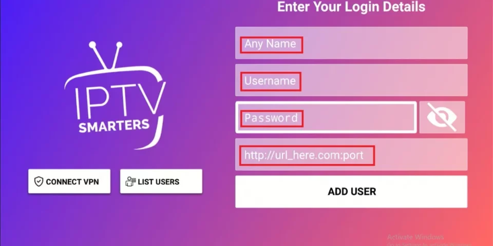 enter login details