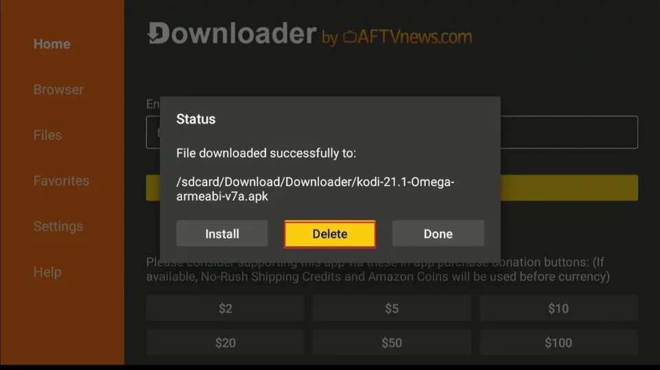 delete kodi apk