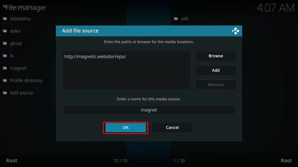 media source name