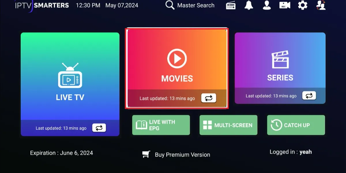 click on movies tab
