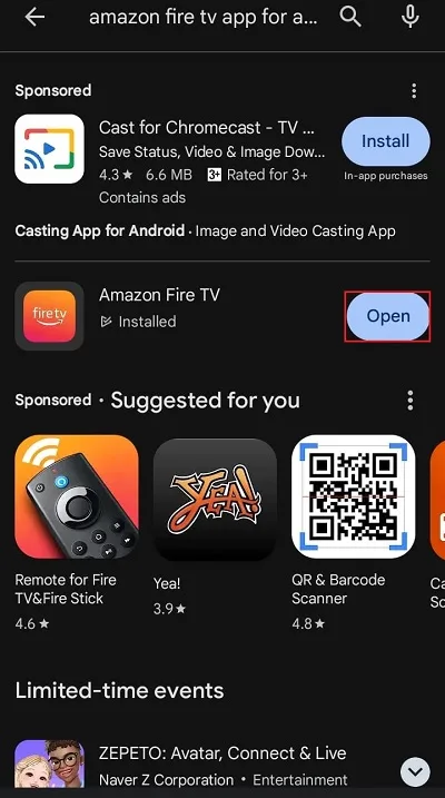 open amazon fire tv
