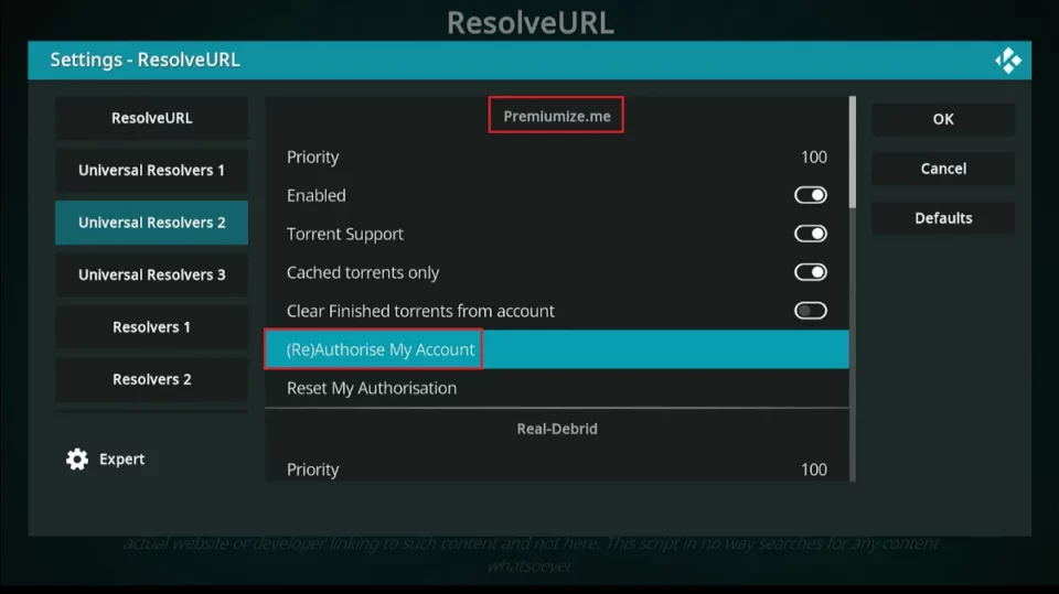 reauthorise premiumize account