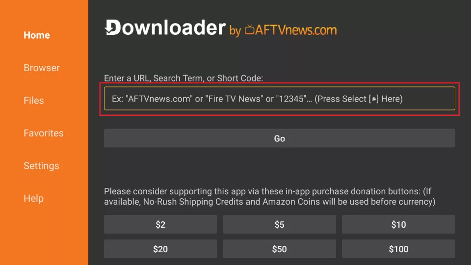 downloader url tab