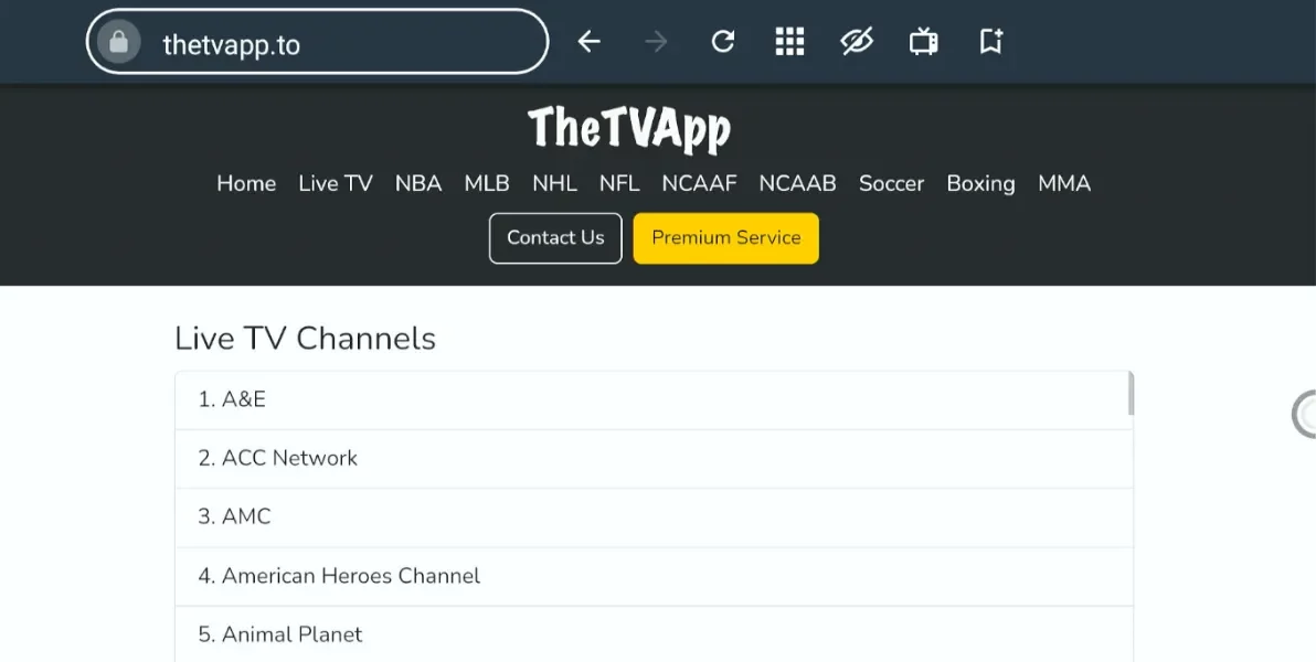 thetvapp homepage